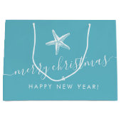 Blauwgroen blauwe kerstkreeften op maat groot cadeauzakje (Voorkant)