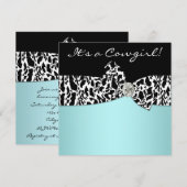 Blauwgroen Blauwe Koe Print Cowgirl Baby shower Kaart (Voorkant / Achterkant)