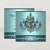 Blauwgroen Blauwe Kroonluchter 21ste Verjaardagsfe Kaart (Voorkant / Achterkant)