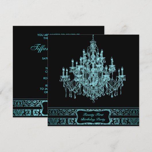 Blauwgroen Blauwe Kroonluchter Vrouwen 21ste Verja Kaart (Voorkant / Achterkant)