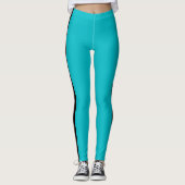 Blauwgroen Blauwe Leggings Zwart Side Stripe Kies  (Voorkant)
