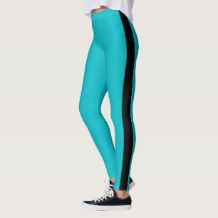 Blauwgroen Blauwe Leggings Zwart Side Stripe Kies