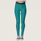 Blauwgroen Blauwe Leggings Zwart Side Stripe Kies  (Voorkant)