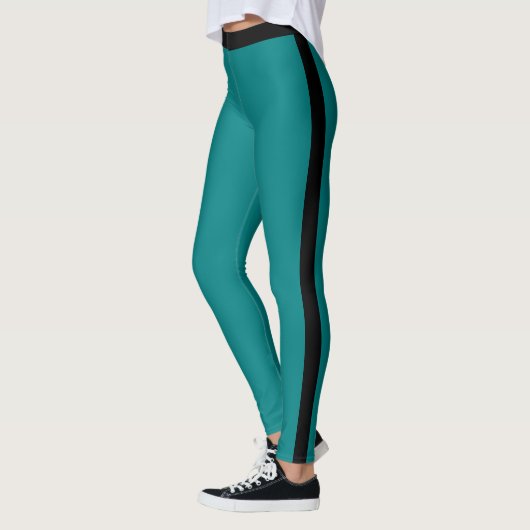 Blauwgroen Blauwe Leggings Zwart Side Stripe Kies  (Links)