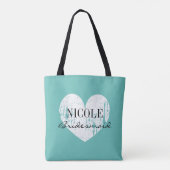 Blauwgroen blauwe  liefde voor het hart bruidsmeis tote bag (Achterkant)