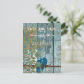 Blauwgroen blauwe-liefdesvogel in structuur Bewaar Aankondigingskaart (Staand voorkant)