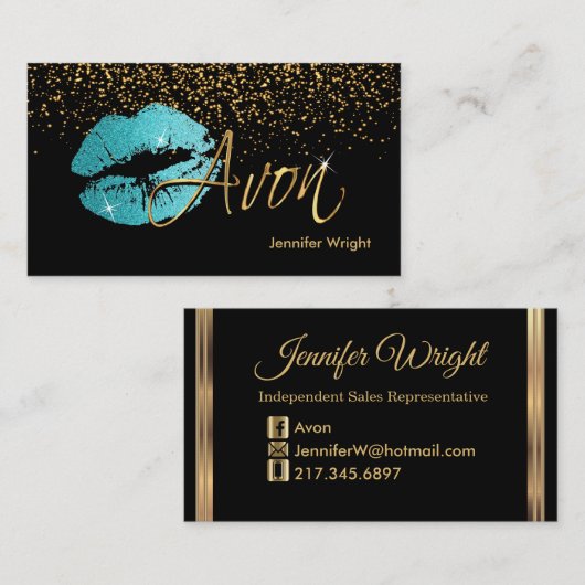 Blauwgroen blauwe lippen visitekaartje (Voorkant / Achterkant)