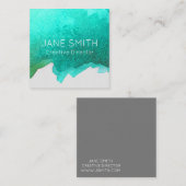 Blauwgroen blauwe logo moderne creatieve industrie vierkante visitekaartje (Voorkant / Achterkant)