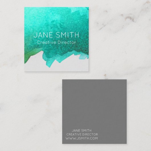 Blauwgroen blauwe logo moderne creatieve industrie vierkante visitekaartje (Voorkant / Achterkant)