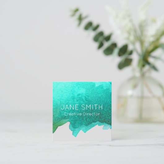 Blauwgroen blauwe logo moderne creatieve industrie vierkante visitekaartje (Staand voorkant)