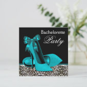 Blauwgroen Blauwe Luipaard High Heels Bachelorette Kaart (Staand voorkant)