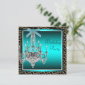 Blauwgroen Blauwe Luipaard Kroonluchter Verjaardag Kaart (Staand voorkant)