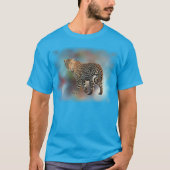 Blauwgroen blauwe luipaard moderne legante Sjabloo T-shirt (Voorkant)