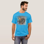Blauwgroen blauwe luipaard moderne legante Sjabloo T-shirt (Voorkant volledig)