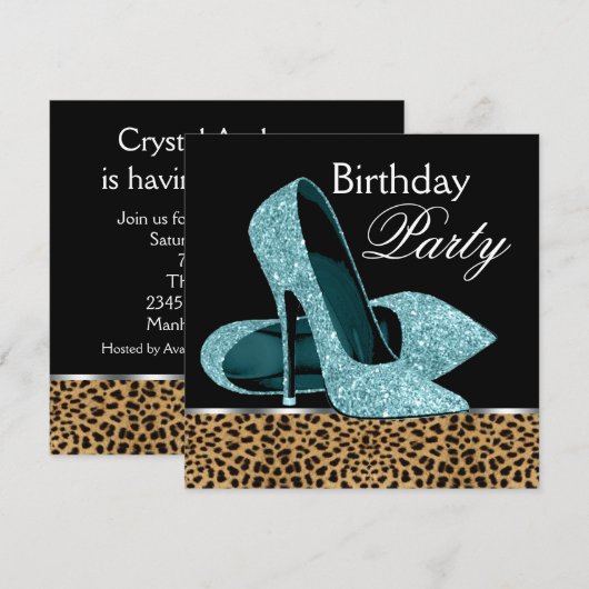 Blauwgroen blauwe luipaard op hoog niveau - geboor kaart (Voorkant / Achterkant)