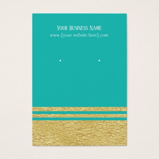 Blauwgroen, blauwe, luxe, Faux Gold Earring-scherm Visitekaartje (Voorkant)