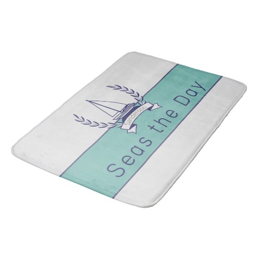 Blauwgroen blauwe marine kustboot Nautical Sailboo Badmat (Gekanteld)