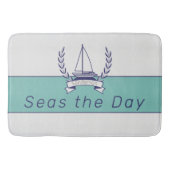 Blauwgroen blauwe marine kustboot Nautical Sailboo Badmat (Voorkant)