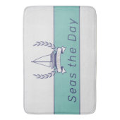 Blauwgroen blauwe marine kustboot Nautical Sailboo Badmat (Voorkant Verticaal)