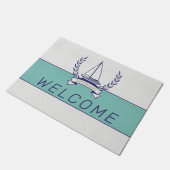 Blauwgroen blauwe marine kustboot Nautical Sailboo Deurmat (Schuin)