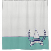 Blauwgroen blauwe marine kustboot Nautical Sailboo Douchegordijn (Voorkant)