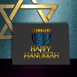 Blauwgroen blauwe Menorah Flames Happy Hanukkah-ka Feestdagen Kaart<br><div class="desc">Vakantiegerelateerde items ontworpen door Umua. Gedrukt en verzonden door Zazzle of hun gelieerde ondernemingen.</div>