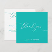 Blauwgroen blauwe moderne, minimalistische bruilof bedankkaart (Voorkant / Achterkant)