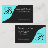 Blauwgroen Blauwe Monogram Visitekaartjes (Voorkant / Achterkant)