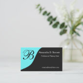 Blauwgroen Blauwe Monogram Visitekaartjes (Staand voorkant)