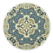 Blauwgroen Blauwe Mosterd Groene Oker Etnische Tri Keramische Knop (Voorkant)