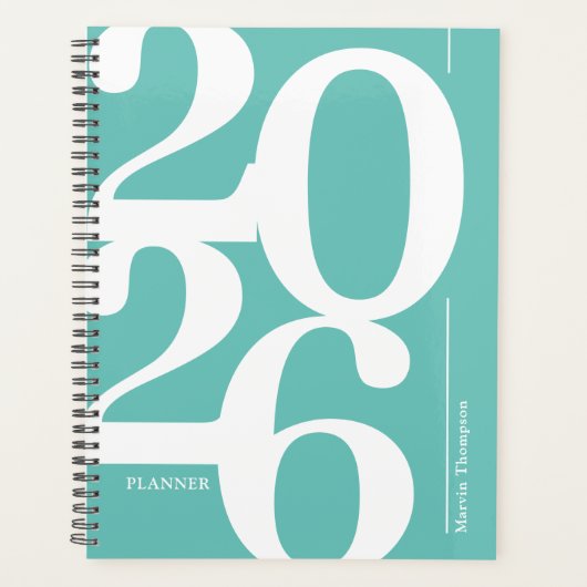 Blauwgroen Blauwe Naam 2026 Planner (Voorkant)