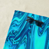 Blauwgroen Blauwe Oceaan Golven Abstracte Monogram Strandlaken (In situ)