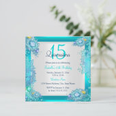 Blauwgroen Blauwe Oceaan Quinceanera 15e verjaarda Kaart (Staand voorkant)