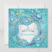 Blauwgroen Blauwe Oceaan Quinceanera 15e verjaarda Kaart (Achterkant)