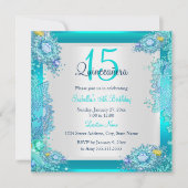 Blauwgroen Blauwe Oceaan Quinceanera 15e verjaarda Kaart (Voorkant)