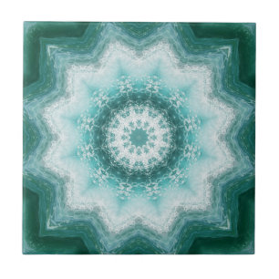 Blauwgroen blauwe oceaangeometrische patroonkerami tegeltje