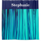 Blauwgroen blauwe oceaangolven Abstracte Aangepast Douchegordijn (Voorkant)