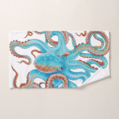 Blauwgroen blauwe octopus Waterverf Bad Handdoek (Handdoek)