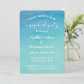 Blauwgroen & Blauwe Ombre Waterverf Engagement Par Kaart (Staand voorkant)