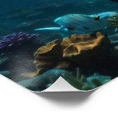 Blauwgroen Blauwe Onderwater Dolfijn Scène I Perfect Poster (Hoek)