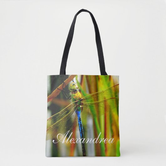 Blauwgroen Blauwe ooglibel gepersonaliseerd w / Na Tote Bag (Voorkant)