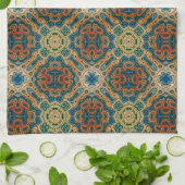 Blauwgroen Blauwe Oranje Geel Groene Hip Bohemian  Theedoek (Gevouwen)