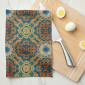 Blauwgroen Blauwe Oranje Geel Groene Hip Bohemian  Theedoek (Quarter Fold)