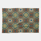 Blauwgroen Blauwe Oranje Geel Groene Hip Bohemian  Theedoek (Horizontaal)