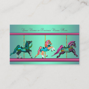 Blauwgroen Blauwe Paarse Carrousel Painted Horses Visitekaartje
