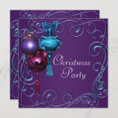 Blauwgroen Blauwe Paarse Kerstfeest Uitnodigingen (Voorkant / Achterkant)