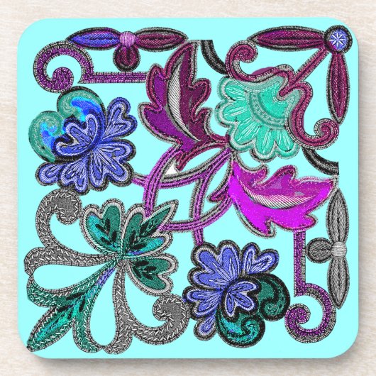 BLAUWGROEN BLAUWE PAARSE LACE-STROMEN BIER ONDERZETTER (Voorkant)