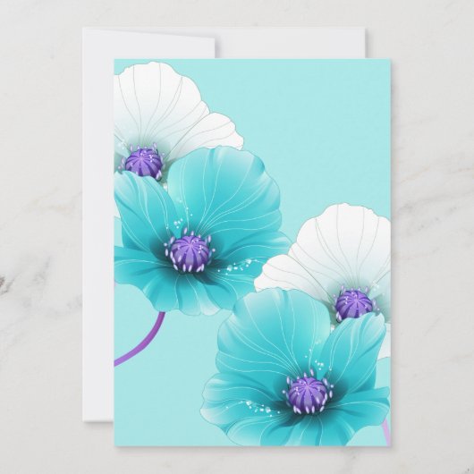 Blauwgroen blauwe Paarse papaver Birthday Party Kaart (Achterkant)