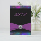 Blauwgroen Blauwe Paarse Quinceanera RSVP (Staand voorkant)