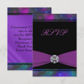 Blauwgroen Blauwe Paarse Quinceanera RSVP (Voorkant / Achterkant)